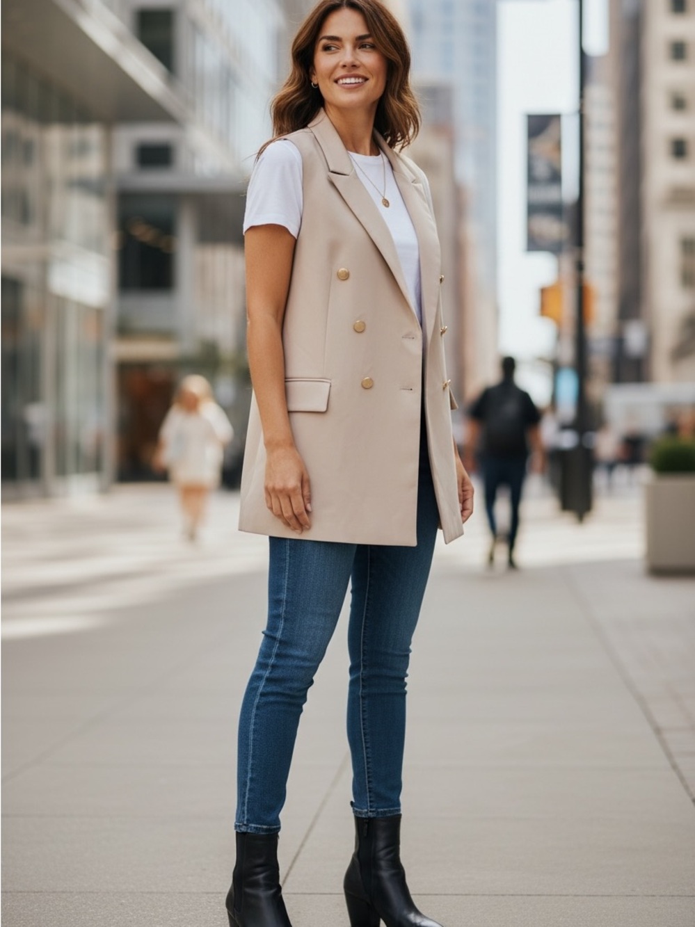 Joie Sleeveless Blazer Vest - Longline Open Vest - Beige - Size M - NWOT